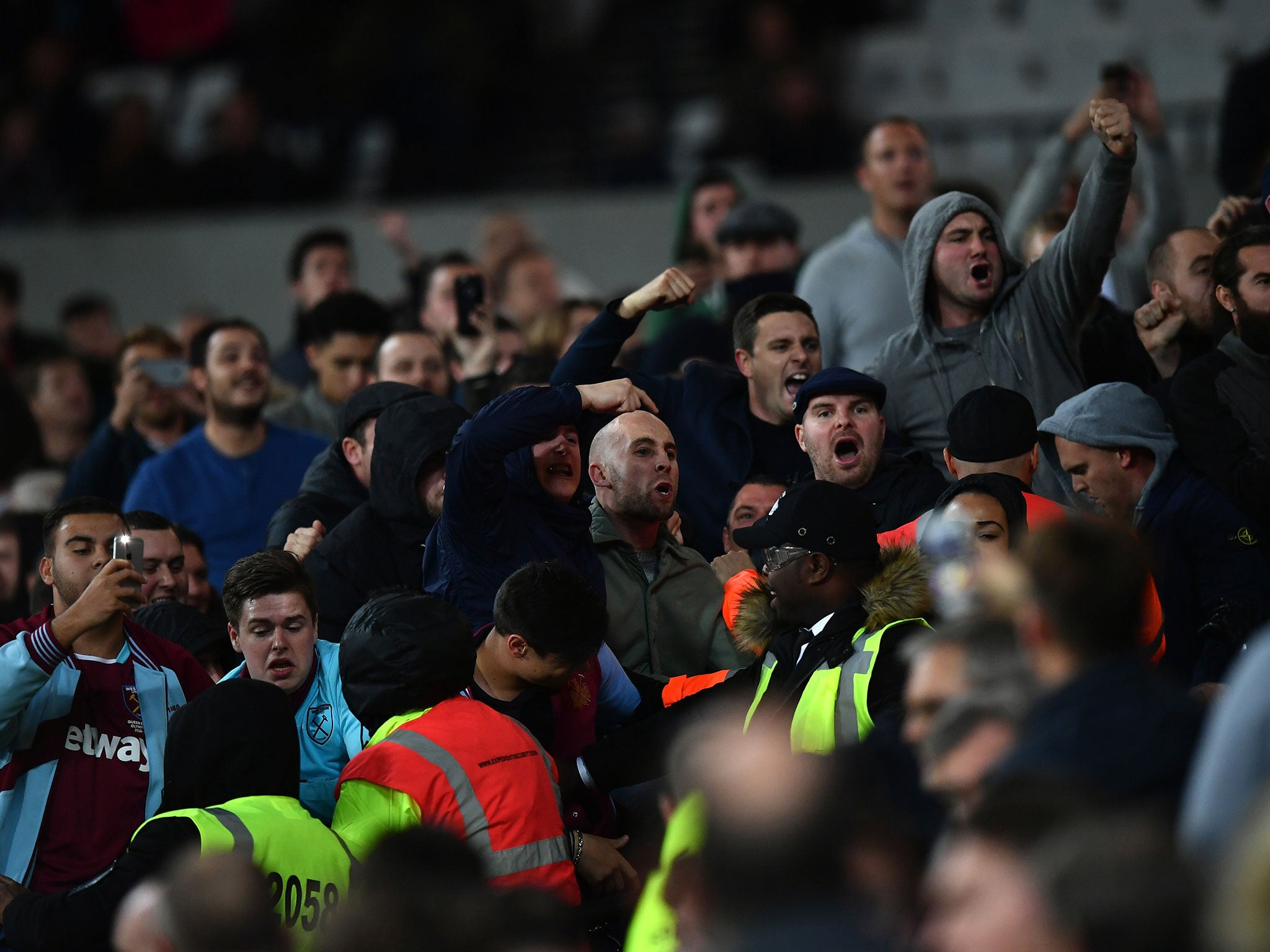 &#13;
Sections of the London Stadium descended into violence following West Ham's EFL Clash with Chelsea &#13;