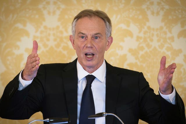 Former Prime Minister, Tony Blair speaks during a press conference at Admiralty House