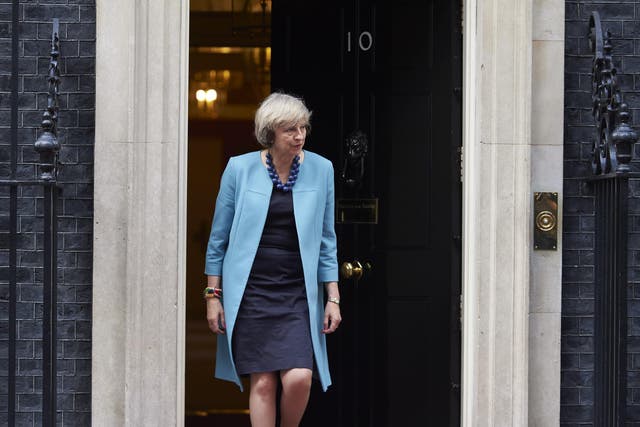 Theresa May outside 10 Downing Street in London