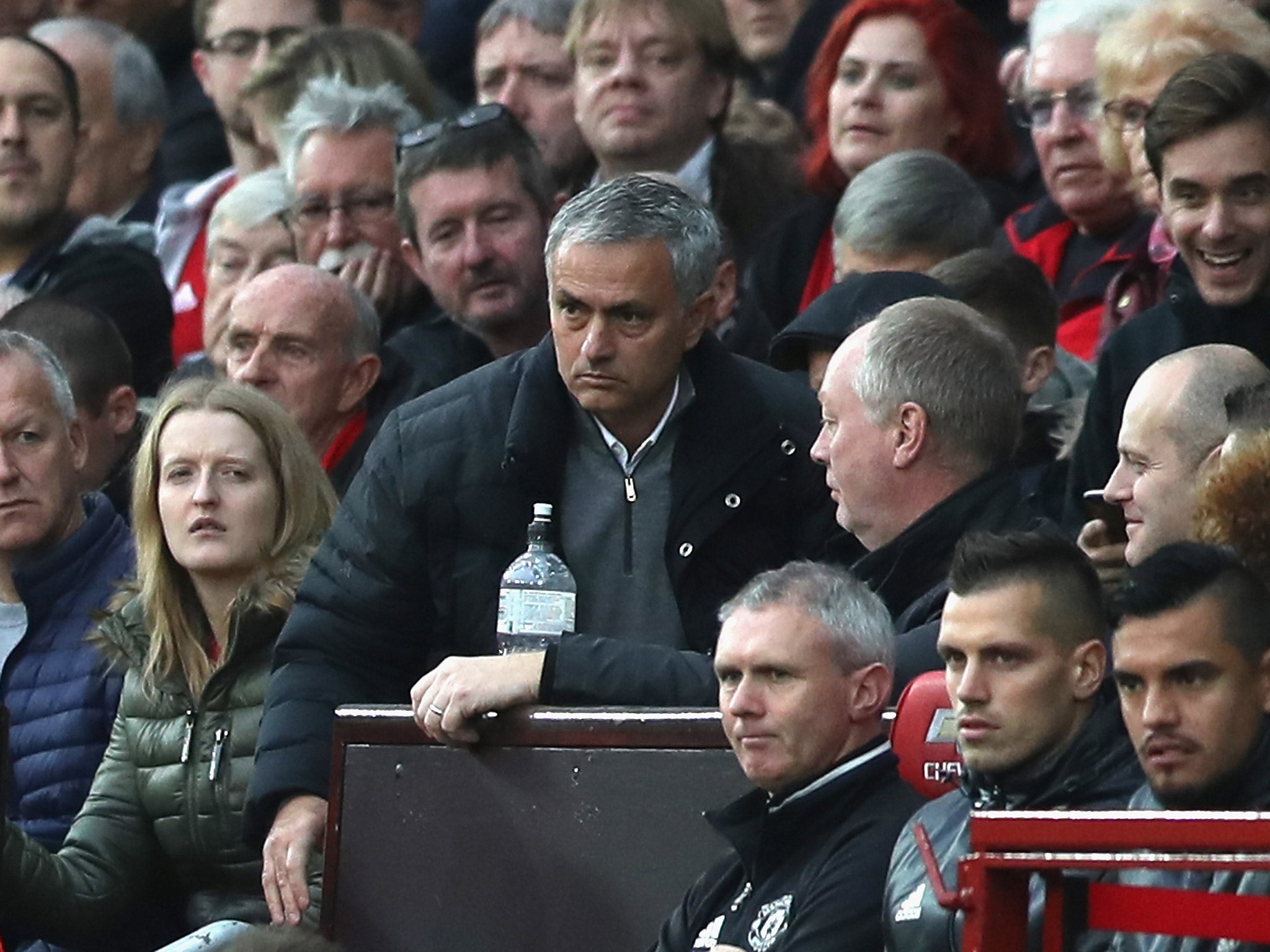 Jose Mourinho is sent to the stands at Old Trafford during Manchester United vs Burnley