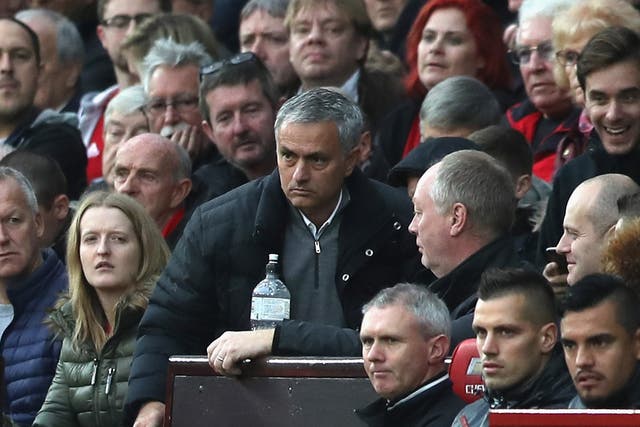 Jose Mourinho is sent to the stands at Old Trafford during Manchester United vs Burnley