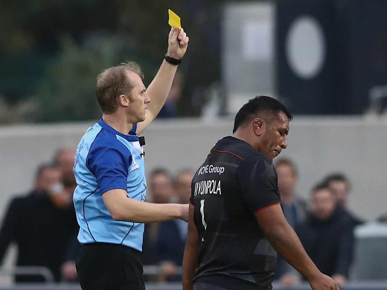 Mako Vunipola saw yellow for tackling with the shoulder