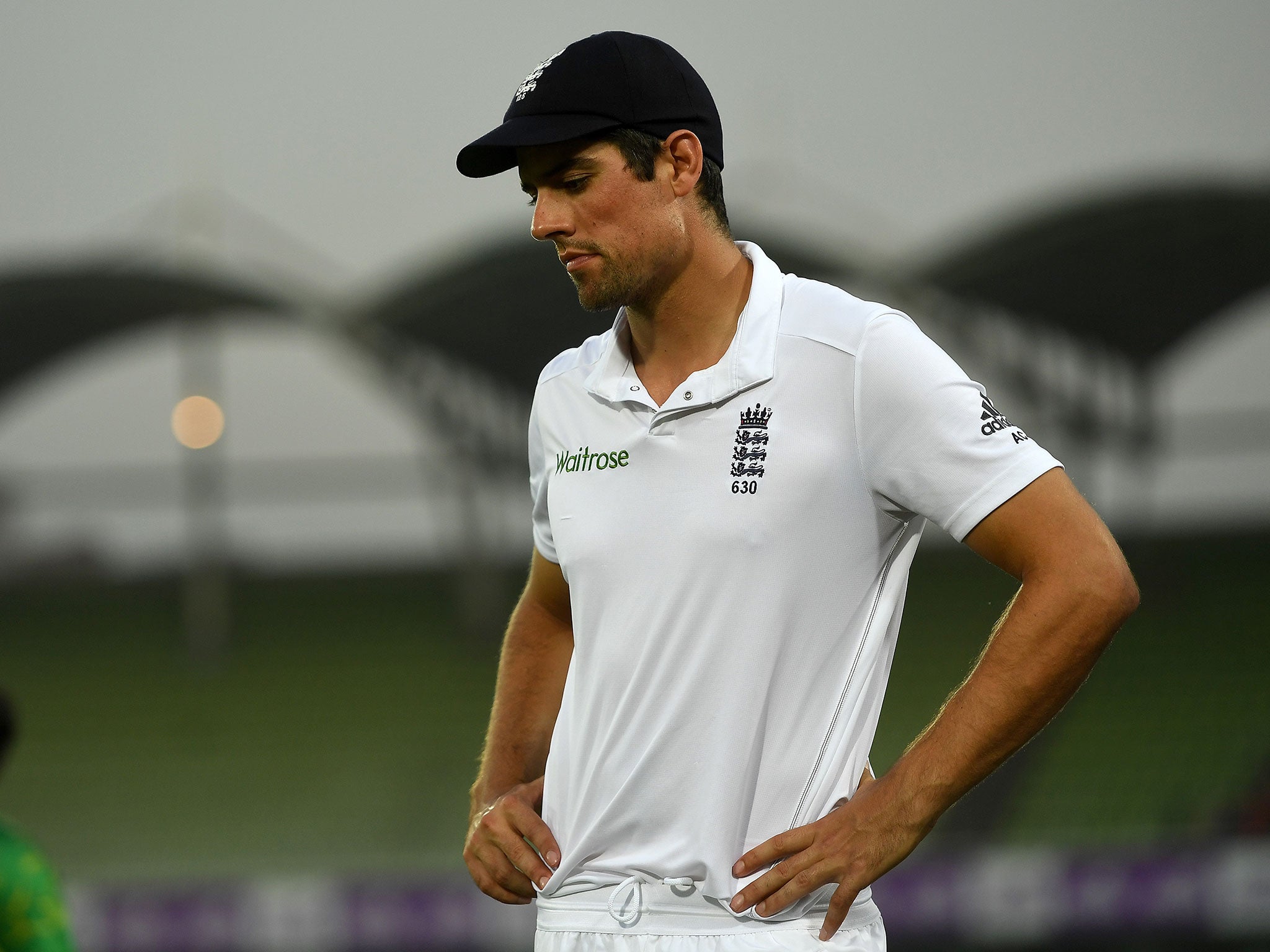 Cook cut a dejected figure after the conclusion of the Test