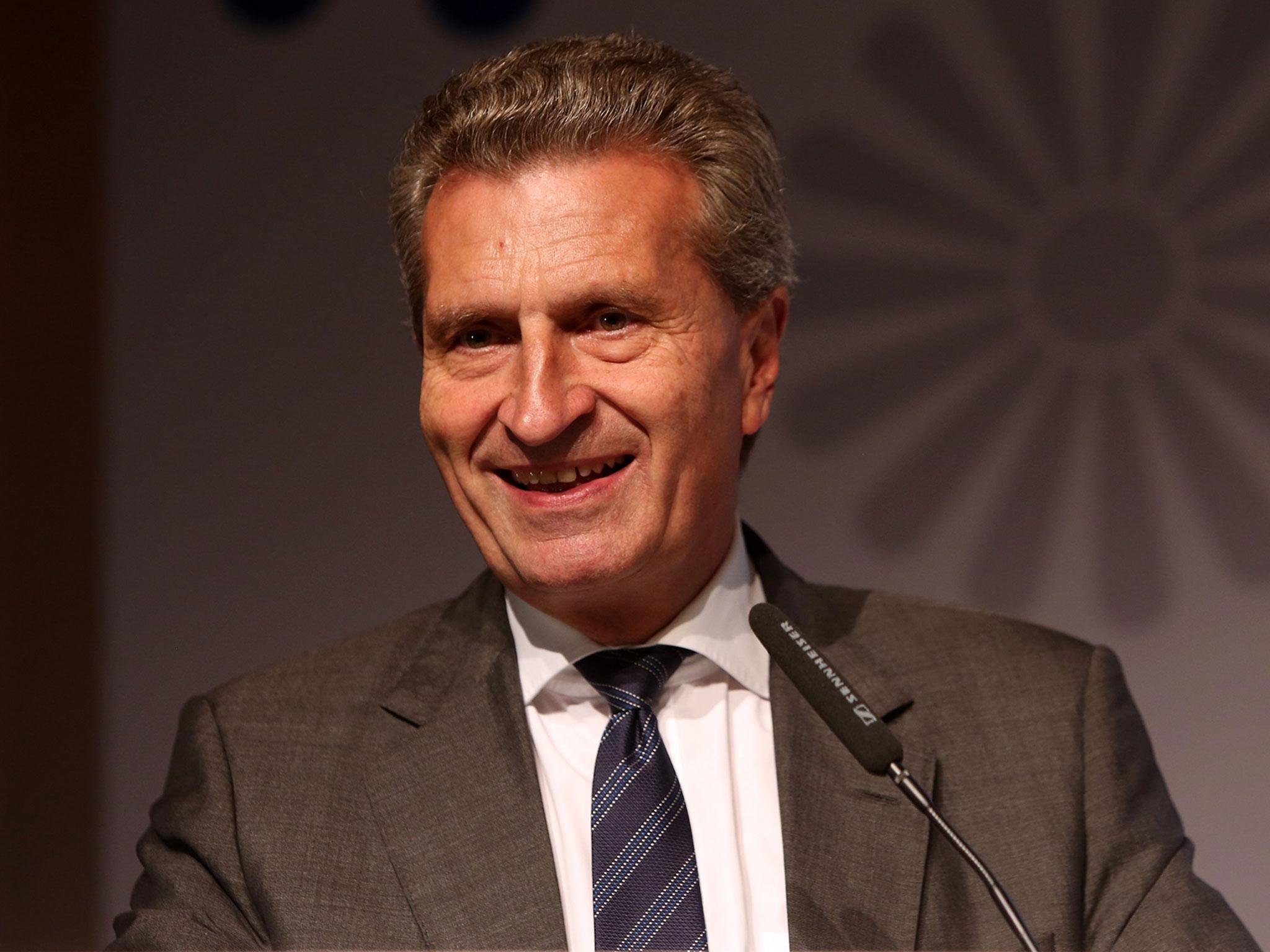 Guenther Oettinger, European Commissioner for Digital Economy and Society, also joked about 'compulsory gay marriage'