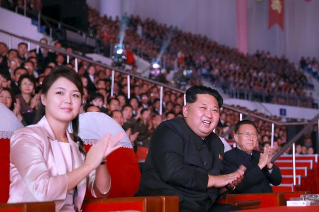 Ri Sol-ju (left) with her husband Kim Jong-un (centre) pictured in October 2015 at a 70th anniversary celebration for the Workers' Party of Korea