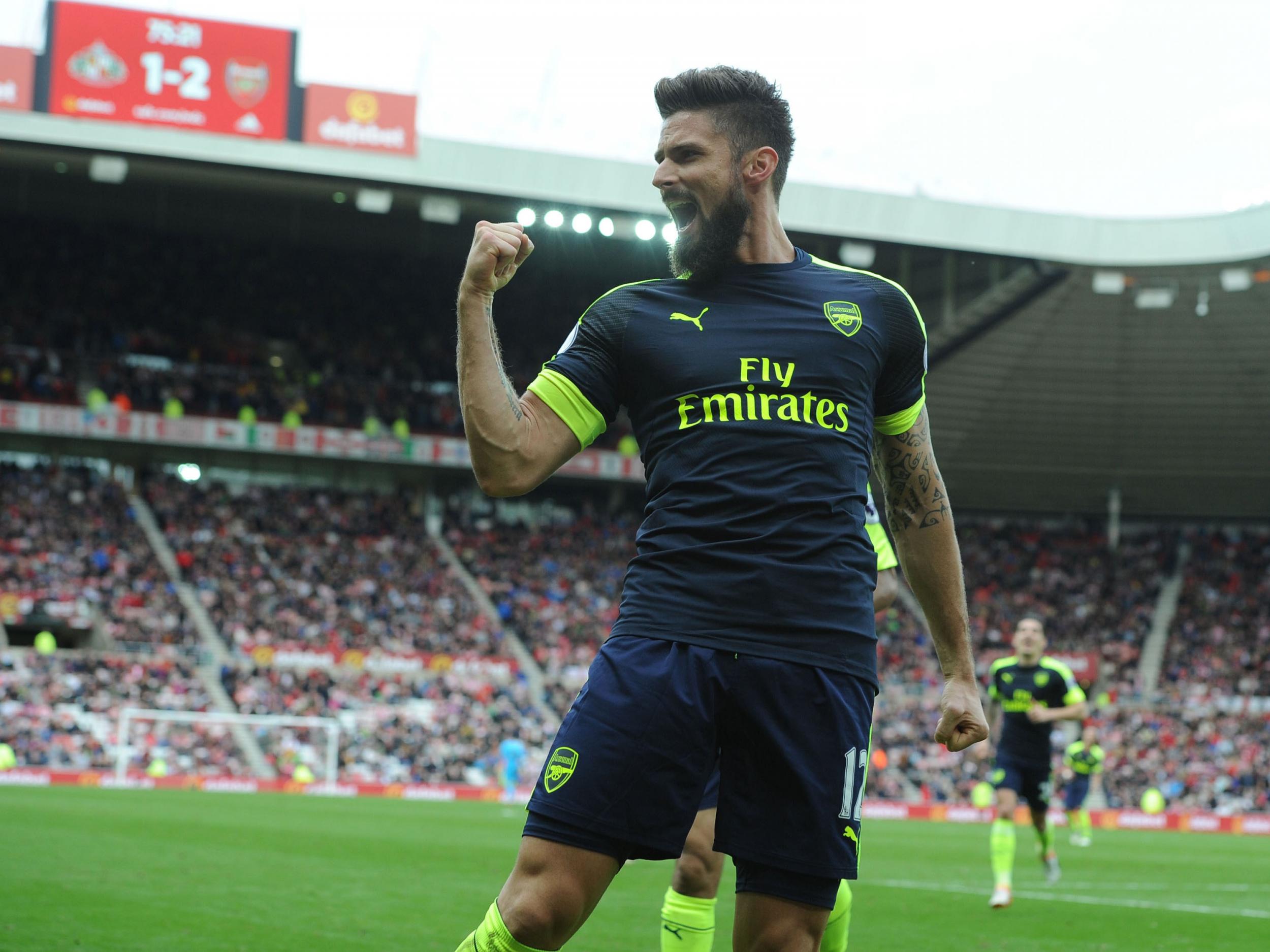 Giroud scored twice in five minutes on Saturday