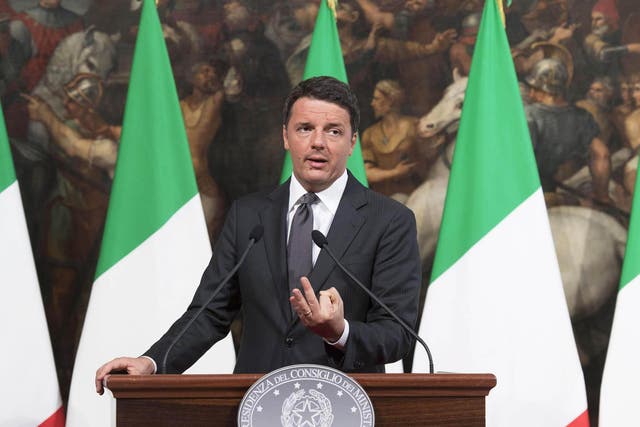Renzi speaking during a press conference following the strong earthquake in central Italy, Rome,