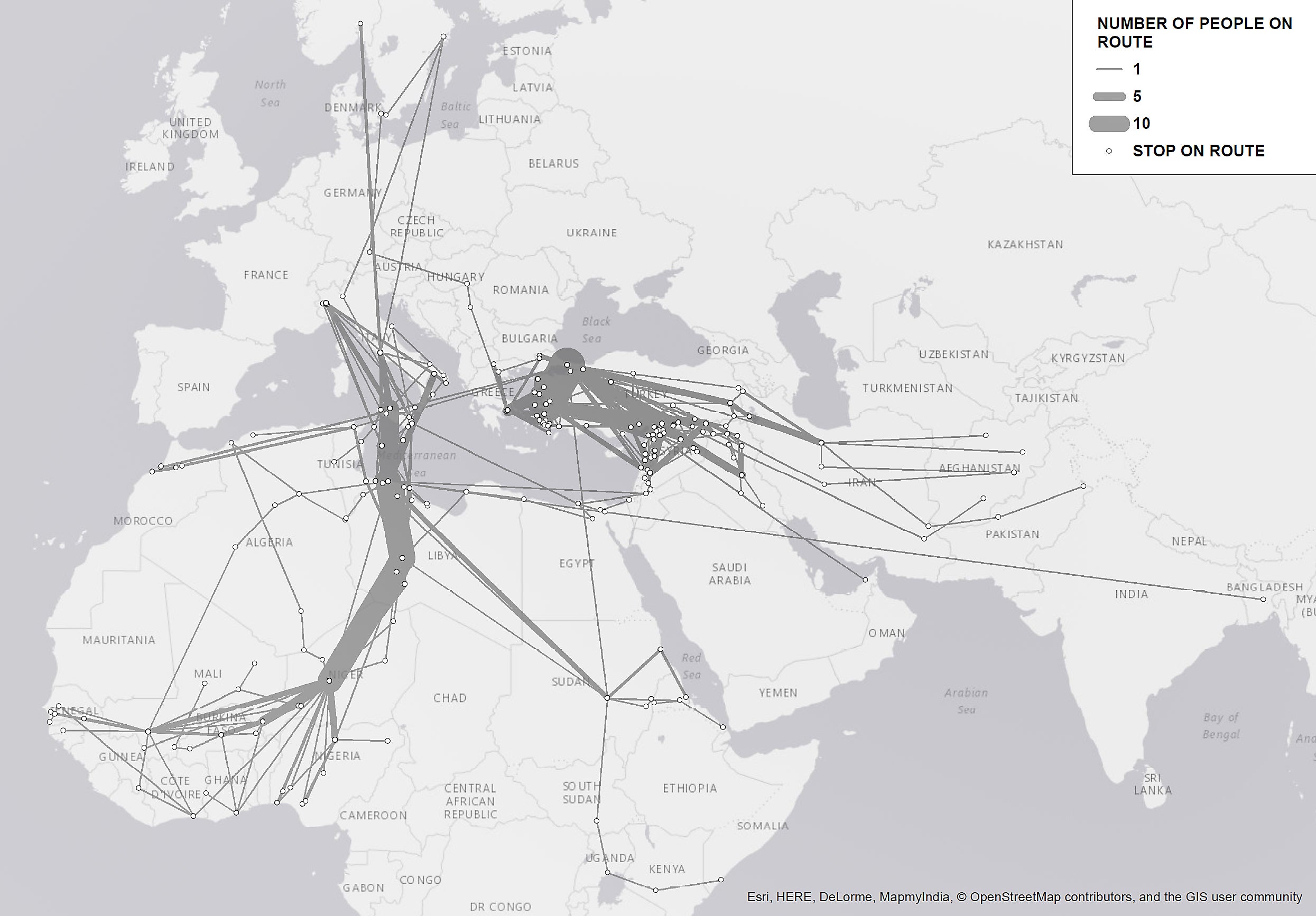 Migration across the Mediterranean was made up of a number of distinct sub-flows, with paths often colliding