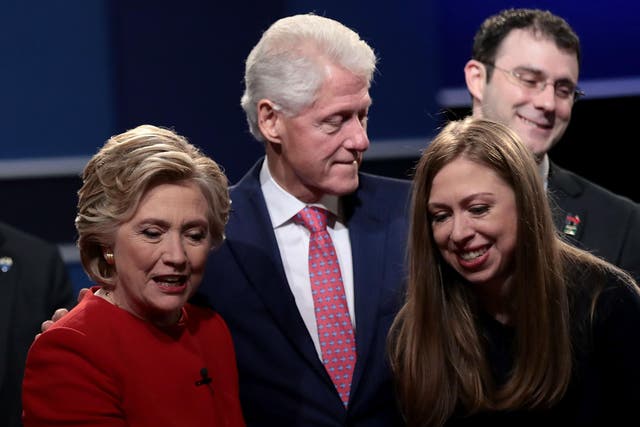Hillary, Bill, Chelsea and Marc Mezvinsky, at the first presidential debate in September