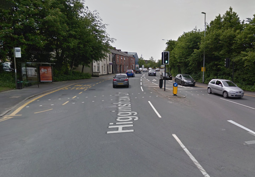 Higginshaw Lane in Royton, where the girl was seen being grabbed by the man and pushed into the front passenger seat of the vehicle