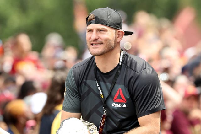 UFC heavyweight champion Stipe Miocic during the Cleveland Cavaliers 2016 NBA Championship victory parade and rally, June 2016