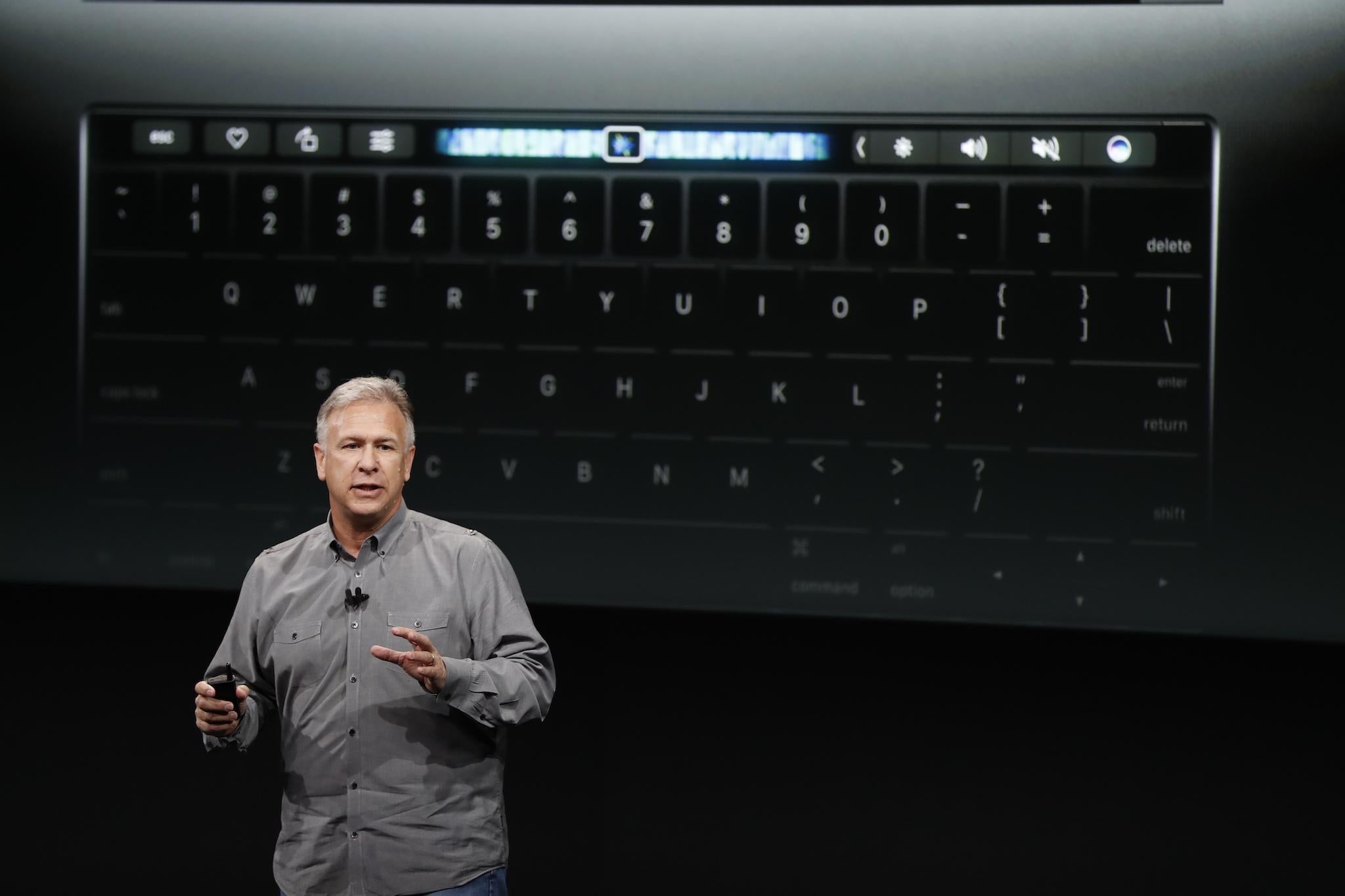 Apple Senior Vice President of Worldwide Marketing Phil Schiller introduces the all-new MacBook Pro during a product launch event on October 27, 2016 in Cupertino, California