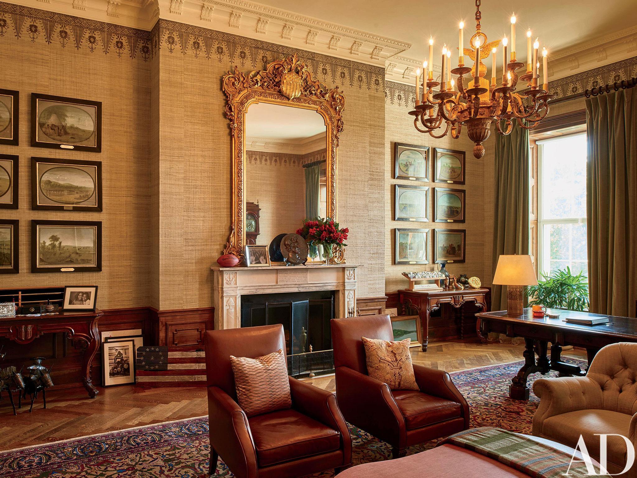 This image provided by Architectural Digest shows The Treaty Room in the White House in Washington