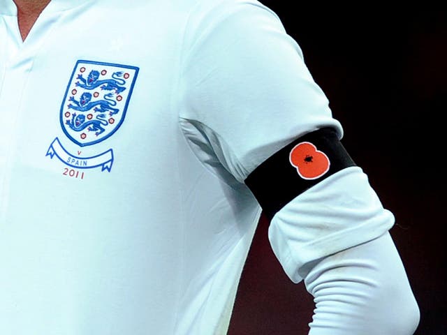 When the issue last arose in 2011, England wore black armbands bearing a poppy