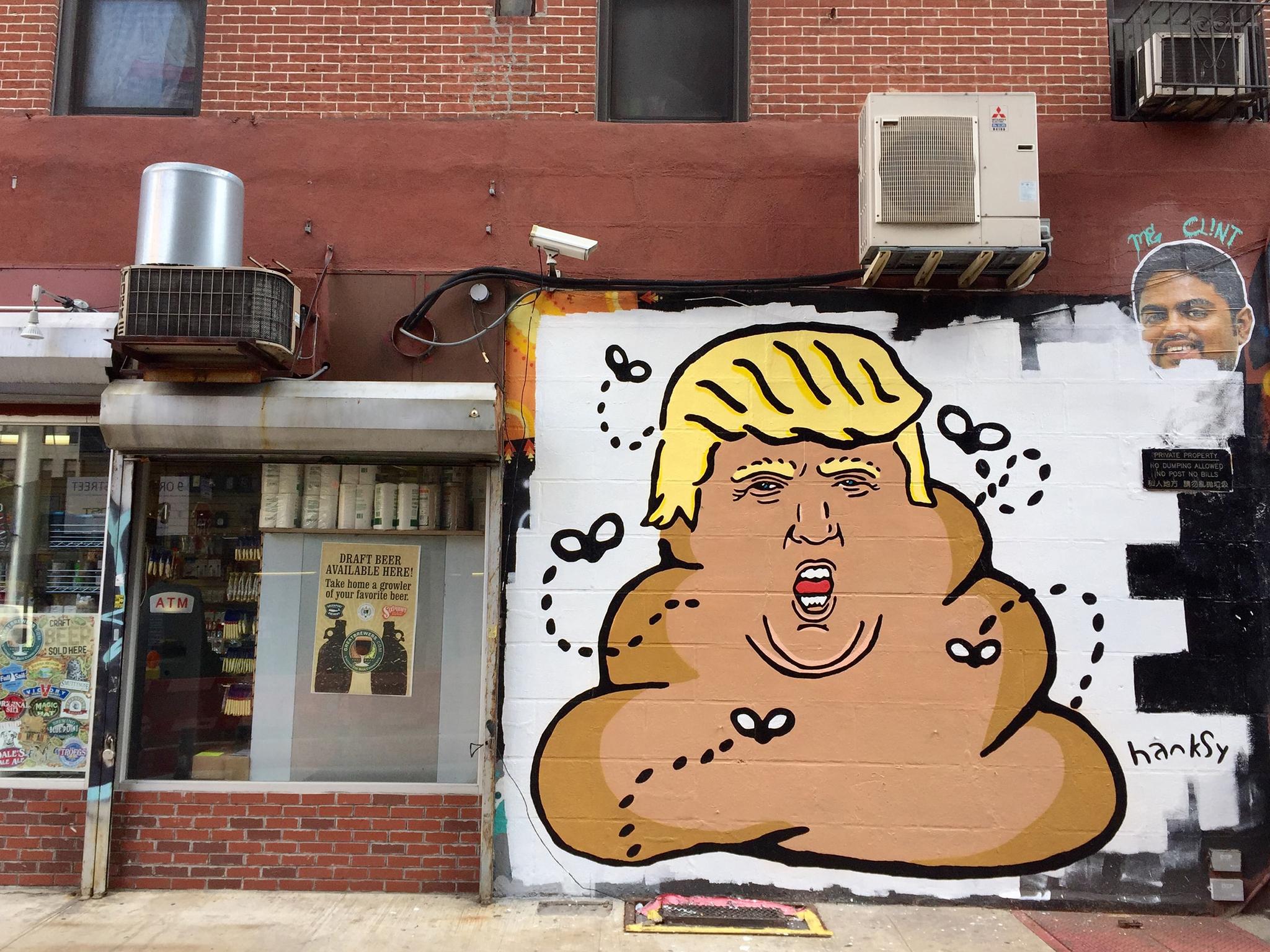 Hanksy, the Banksy of the US, hasn’t held anything back with his interpretation of the Republican candidate