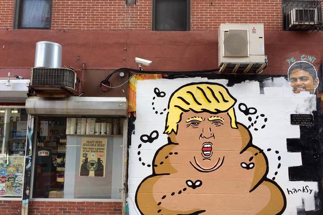 Hanksy, the Banksy of the US, hasn’t held anything back with his interpretation of the Republican candidate