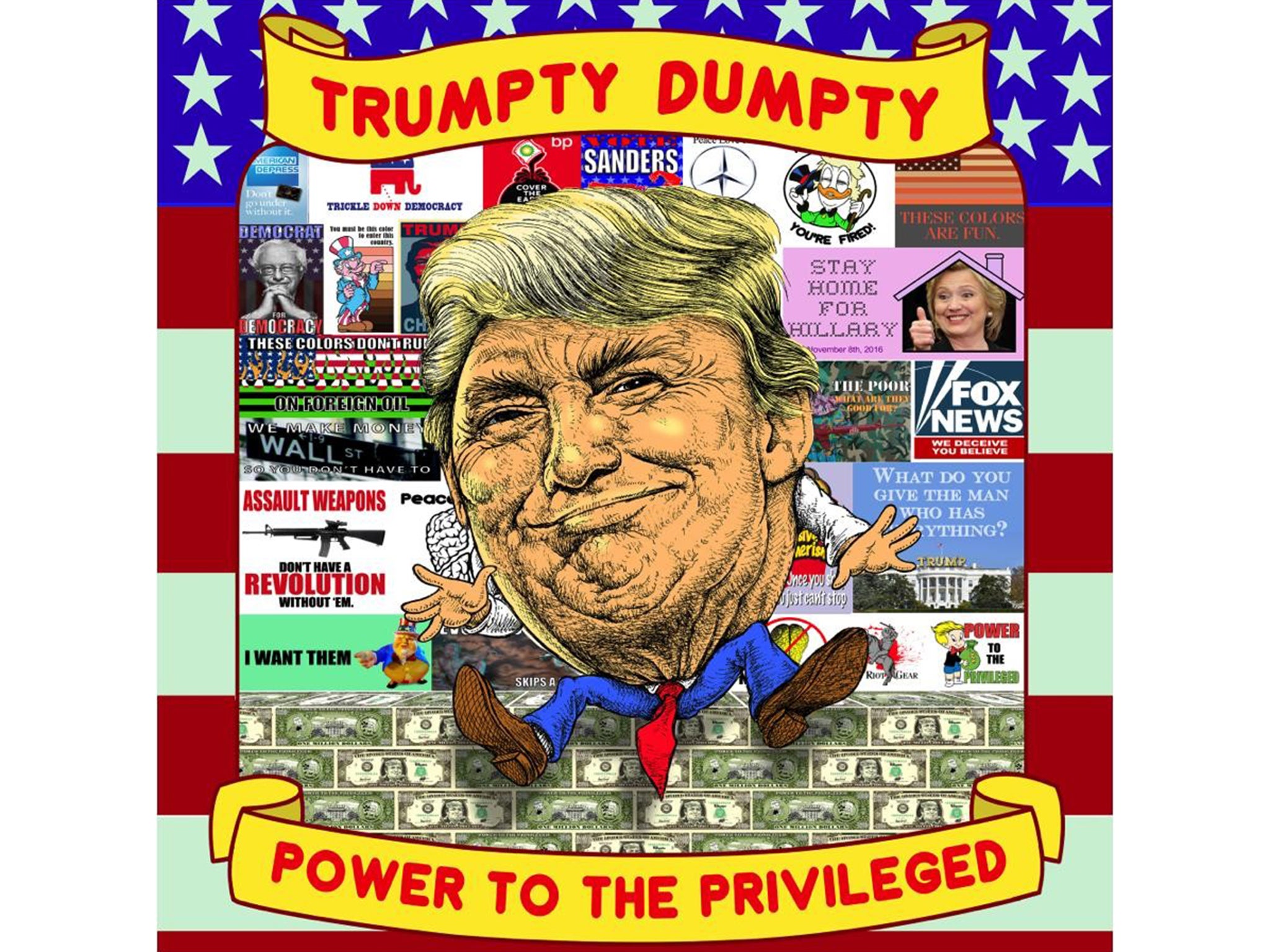 US artist Ron English has been very vocal, speaking out against Trump and portraying him as ‘Trumpty Dumpty’ in his work