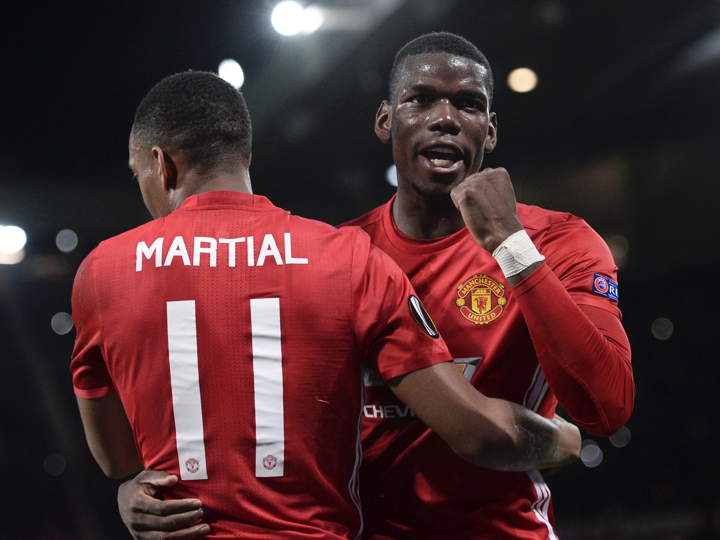 Martial and Pogba scored a penalty each at Old Trafford