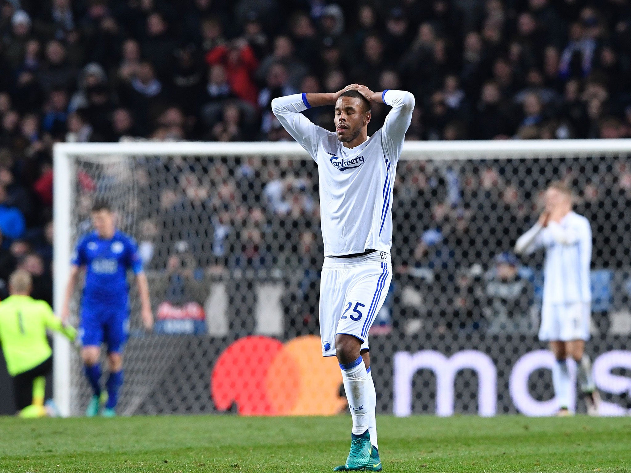 Mathias Jorgensen reacts after his side misses a rare chance in front of goal