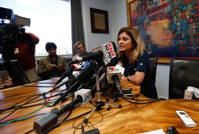 Lawyer Lisa Bloom gave a short statement about her client, who was too scared to appear
