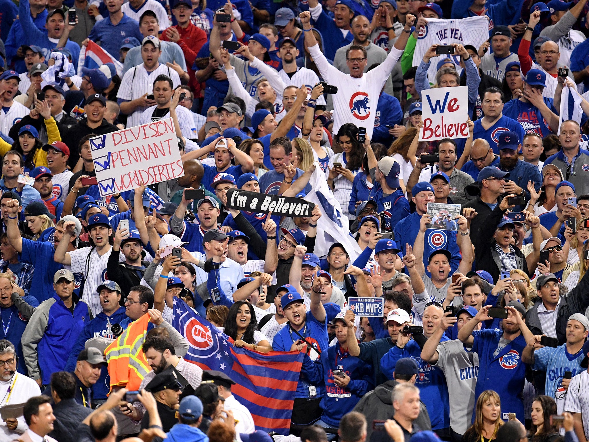 Chicago Cubs fans celebrate their historic World Series title