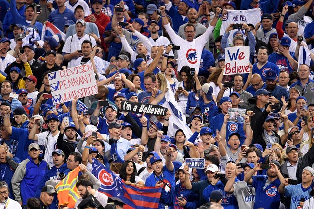 Chicago Cubs fans celebrate their historic World Series title