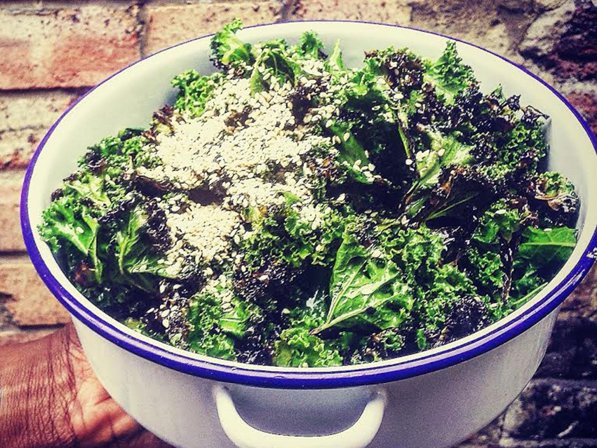 Add toasted sesame seeds to this kale salad for extra crunch