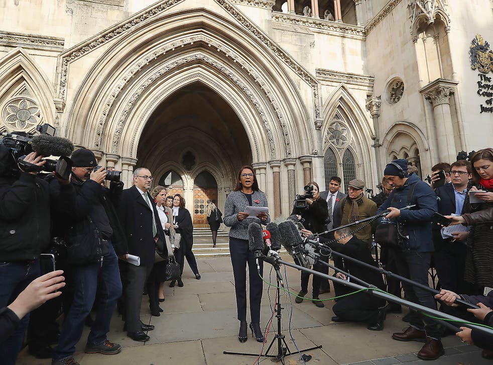 Founding partner of SCM Private LLP Gina Miller speaks after the High Court decides that the Prime Minister cannot trigger Brexit without the approval of the MP's at The Royal Courts Of Justice