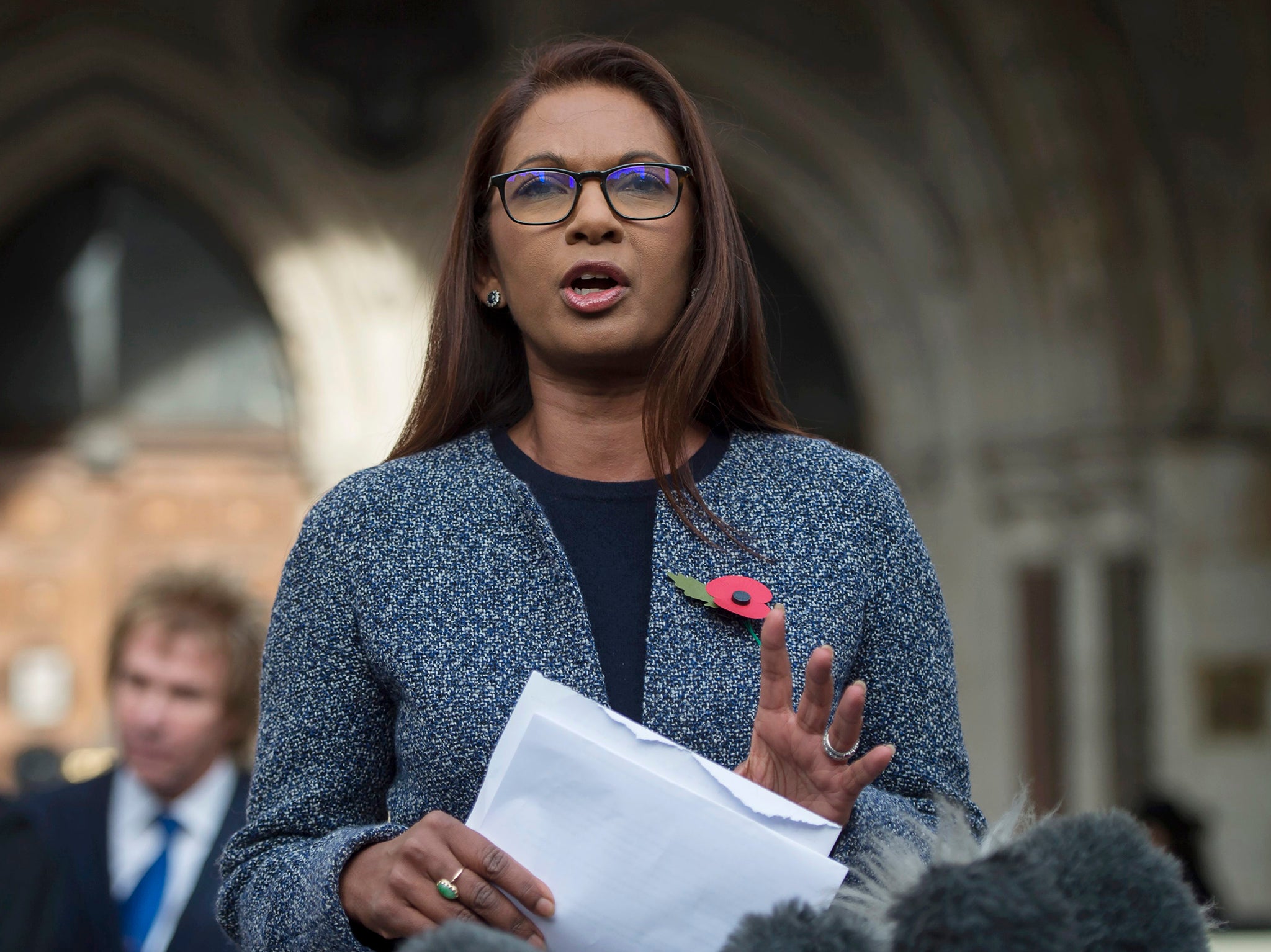 Lead claimant in the Article 50 case, Gina Miller, gives a statement outside of the High Court after a decision ruling in her favour