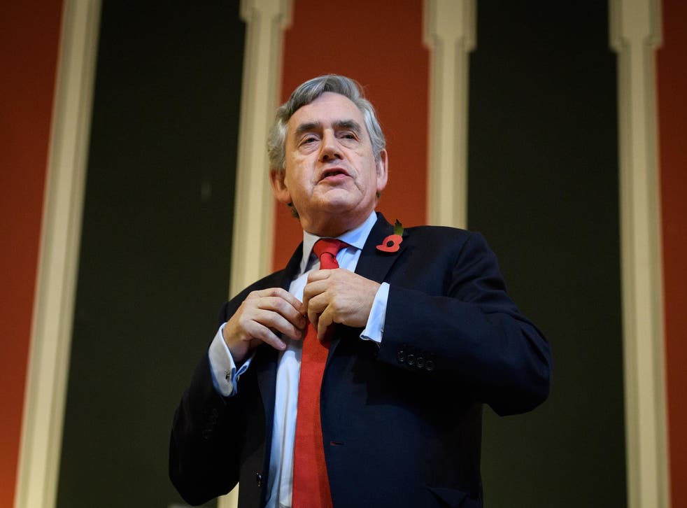 Former British Prime Minister Gordon Brown addresses guests on the issues surrounding Brexit at a Fabian Society event on November 3, 2016 in Westminster Cathedral Hall, London, England. Parliament must vote on whether the UK can start the process of leaving the EU, the High Court has ruled today