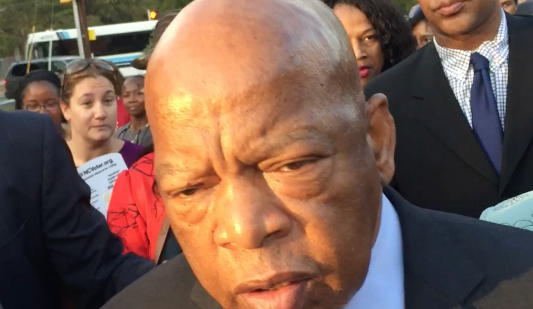 Mr Lewis following a campaign event in Charlotte