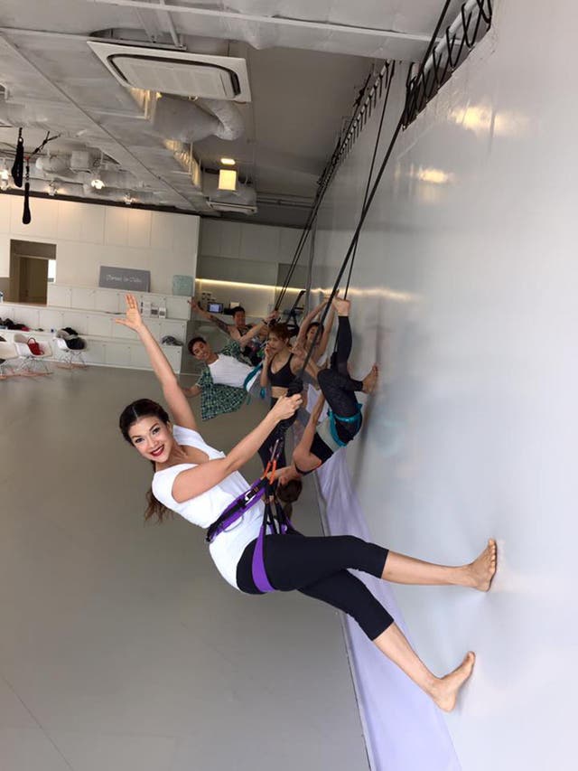 Exercise with strings attached Gymgoers strap themselves into bungees