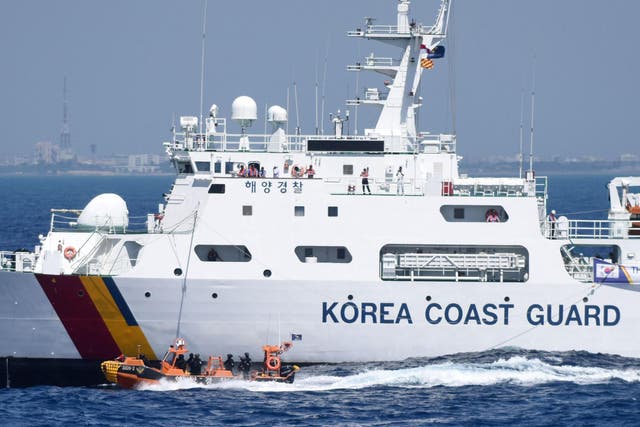 A South Korean coastguard boat was involved in an aggressive altercation with Chinese fishing vessels (file photo)