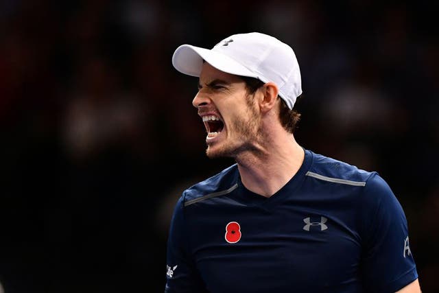 Andy Murray of Great Britain reacts during the Mens Singles quarter final match against Tomas Berdych of the Czech Republic