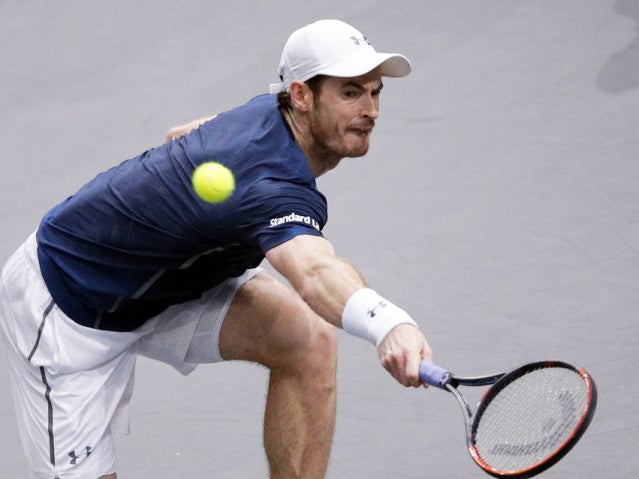 Britain's Andy Murray returns the ball to Tomas Berdych of Czech Republic