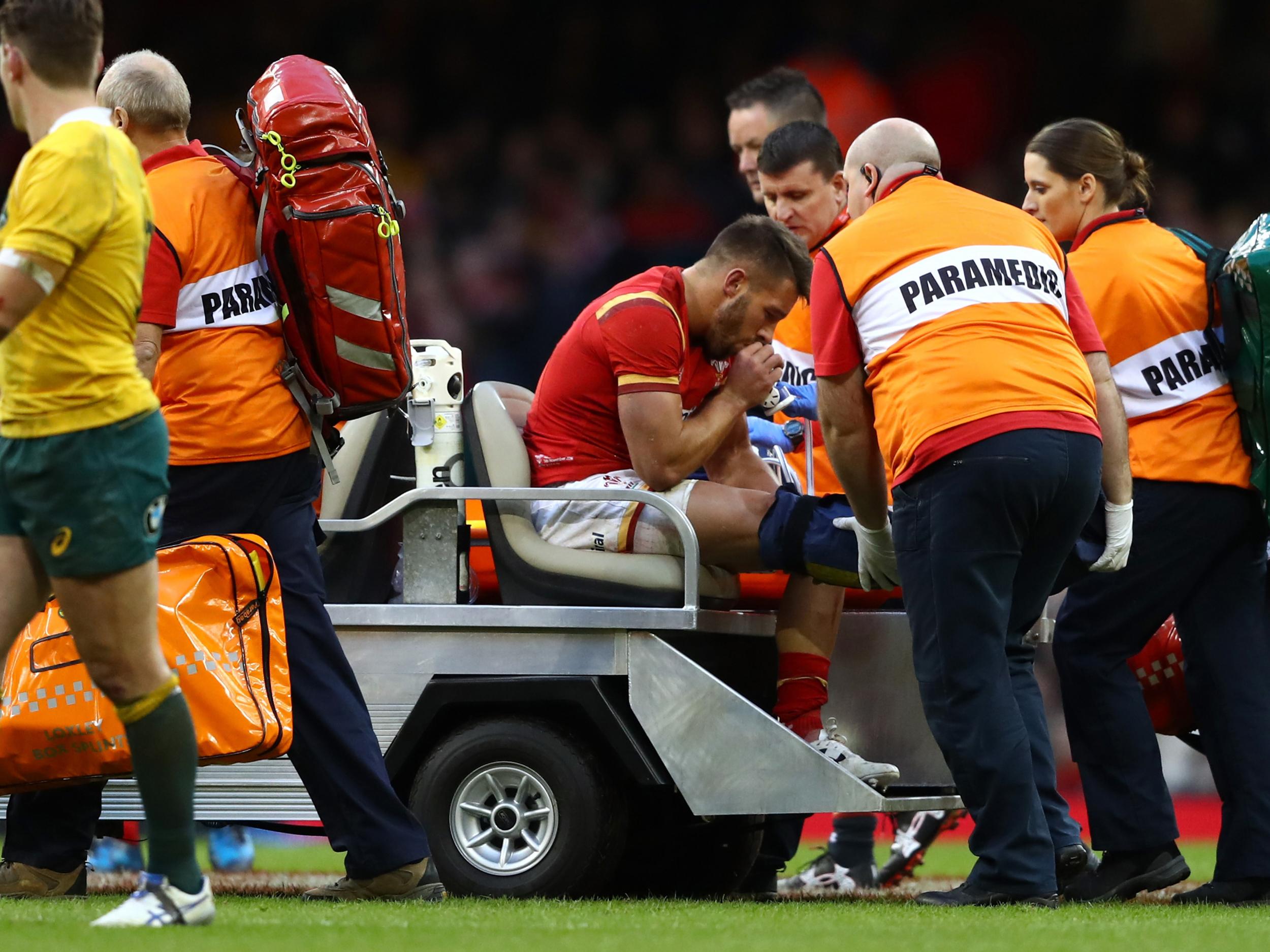 Rhys Webb was stretched off on oxygen for Wales