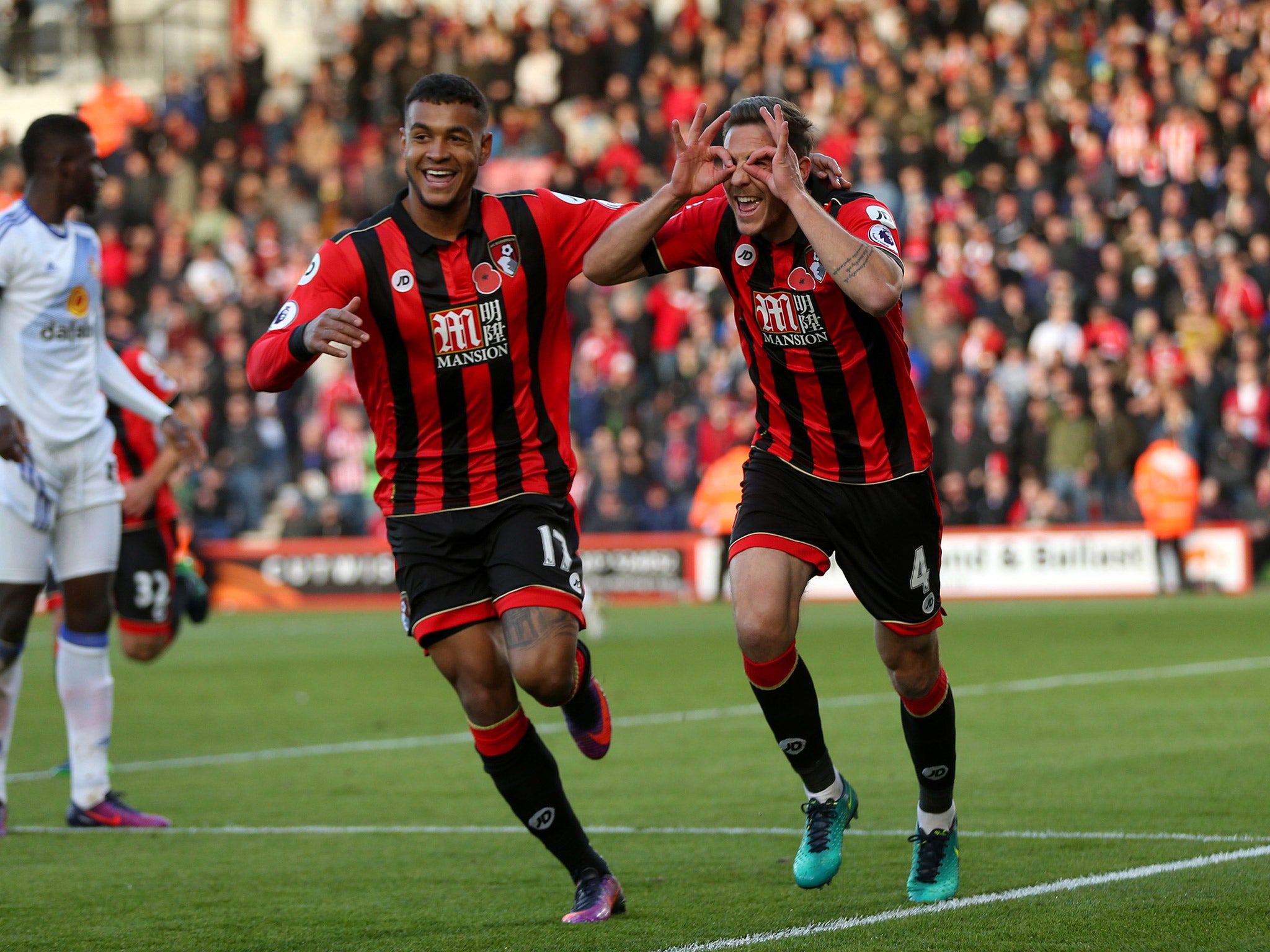 Dan Gosling celebrates after putting Bournemouth ahead