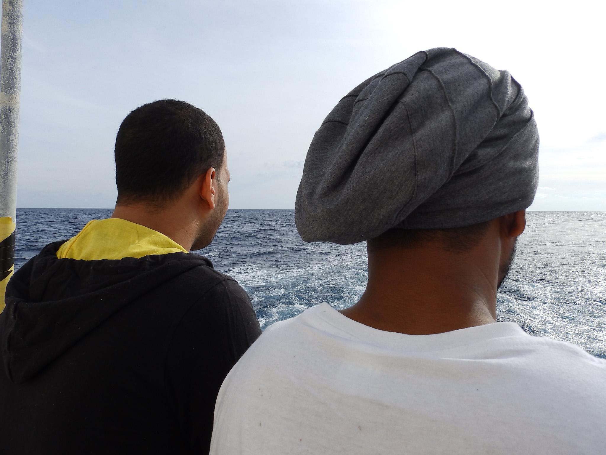 Yahia Atbiga (left) on board MSF’s rescue ship the ‘Bourbon Argos’ in 2016