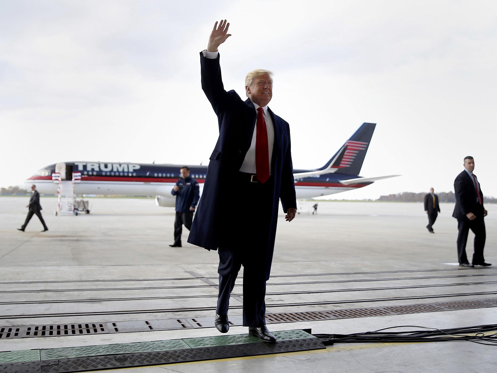 Republican presidential nominee Donald Trump attends a campaign event in Wilmington, Ohio