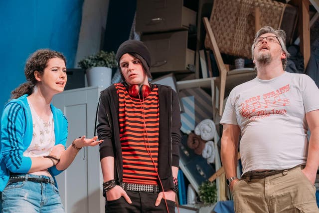 Teenage hell: (L-R) Molly Vevers as Tilly, Keiran Gallacher as Josh, and Stephen McCole as Mark in Jumpy