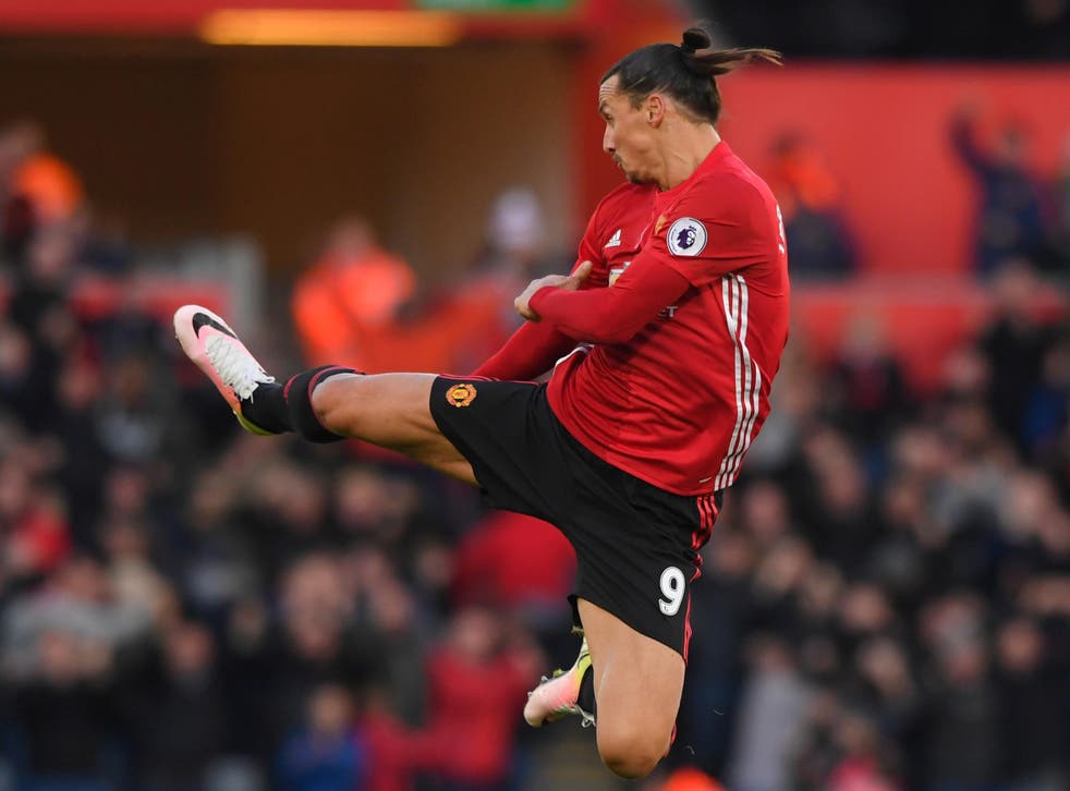Ibrahimovic celebrated by pretended to kick Phil Jones in the face