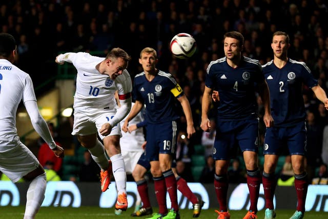 Wayne Rooney scores for England against Scotland