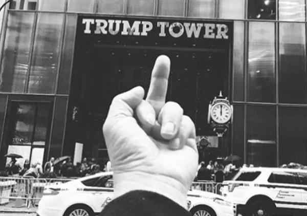 Flipping the bird at Trump Towers has also become popular in recent weeks