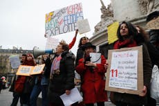 French women go on strike to protest gender pay gap
