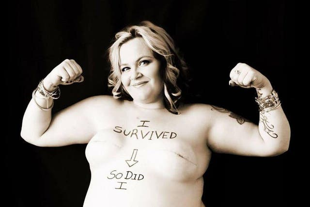 Kimi Maxwell, of Perth, Australia, celebrated beating breast cancer diagnosed while she was pregnant in a defiant photoshoot