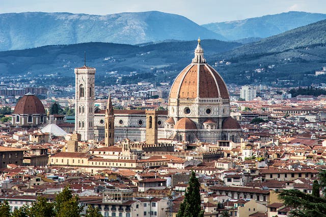Cathedral Santa Maria del Fiore and campanile in Florence, Tuscany, Italy