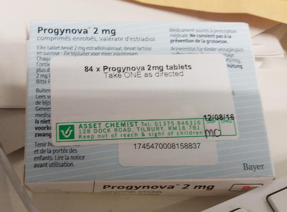 This box of female hormone tablets was mailed to an Independent reporter by Asset Chemist