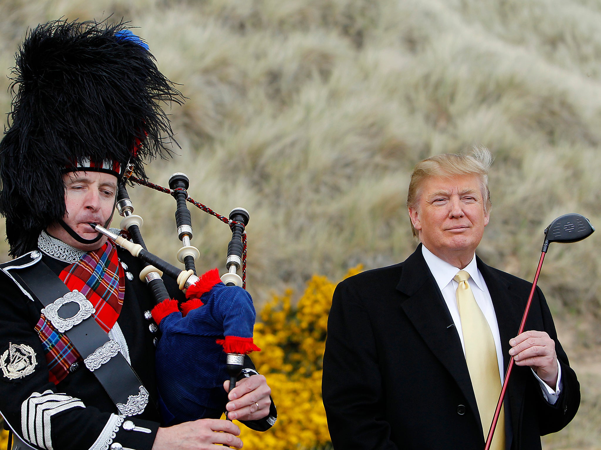 Donald Trump at a press event at the golf course site in 2010