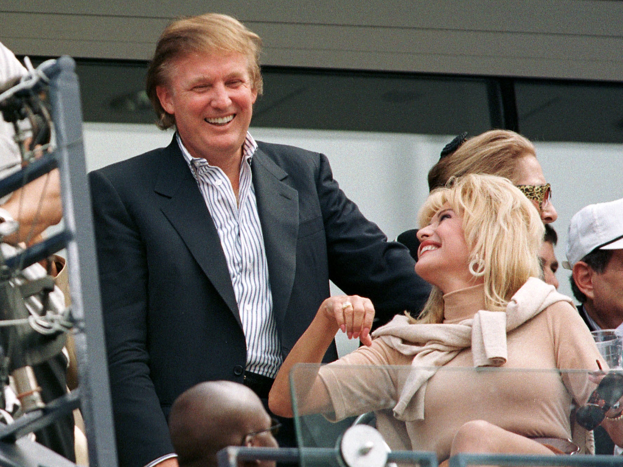 Donald Trump talks and then-wife Ivana at the men’s final of the 1997 US Open