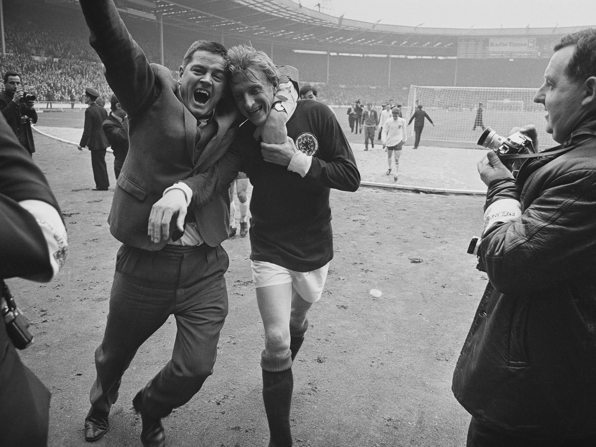 Law was mobbed by a fan after the famous 1967 win at Wembley